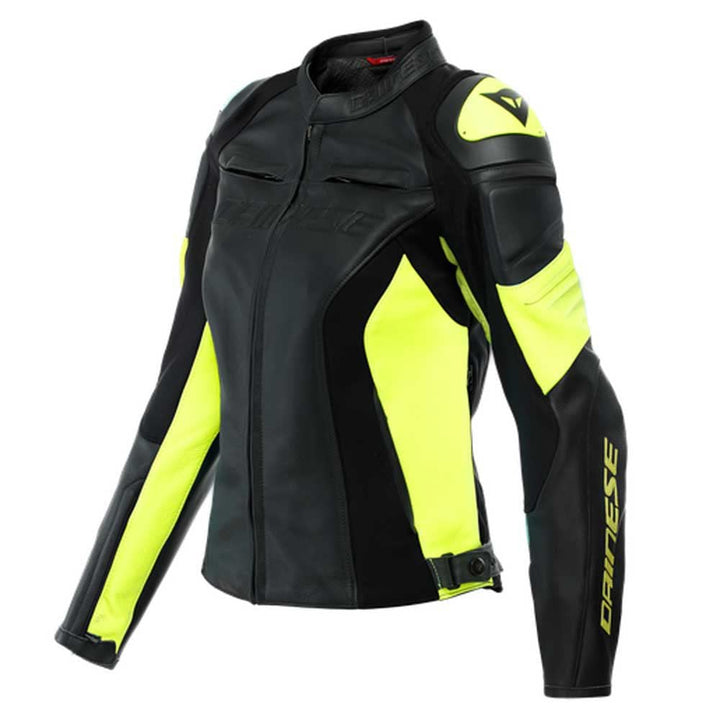 Dainese Racing 4 Damen Motorrad Lederjacke Schwarz/Gelb 46 46 Schwarz Fluo-Gelb, 46 Schwarz Fluo-Gel