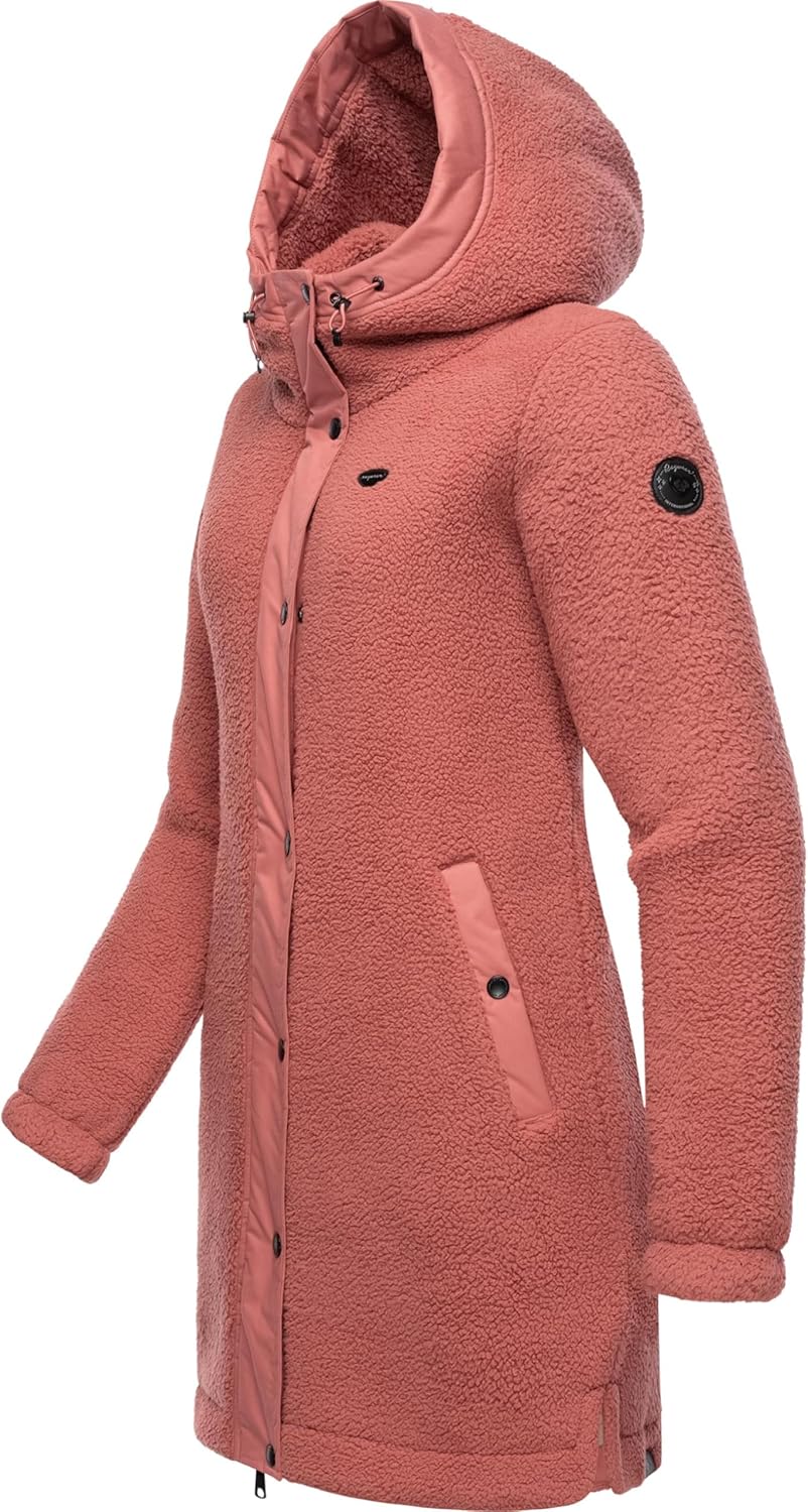 Ragwear Damen Fleecejacke kurze Teddyfleece-Jacke warm mit Kapuze Cousy XS-6XL XL Old Pink24, XL Old