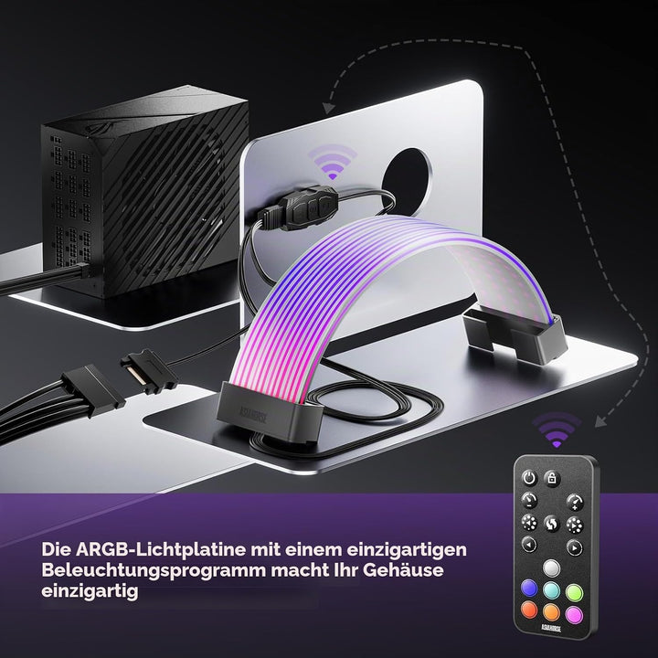 AsiaHorse Auroralearn-V2 ARGB Netzteil-Kabelabdeckung für 3×8-Pin (6+2) PCIe GPU-Stromkabel – Schwar