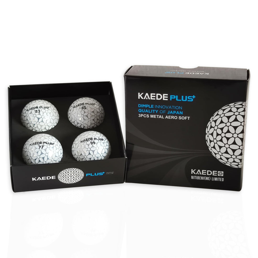 KAEDE Plus Metal Aero Soft Golfbälle - 4 Stück - Farbe Silber Weiss Golfgeschenk