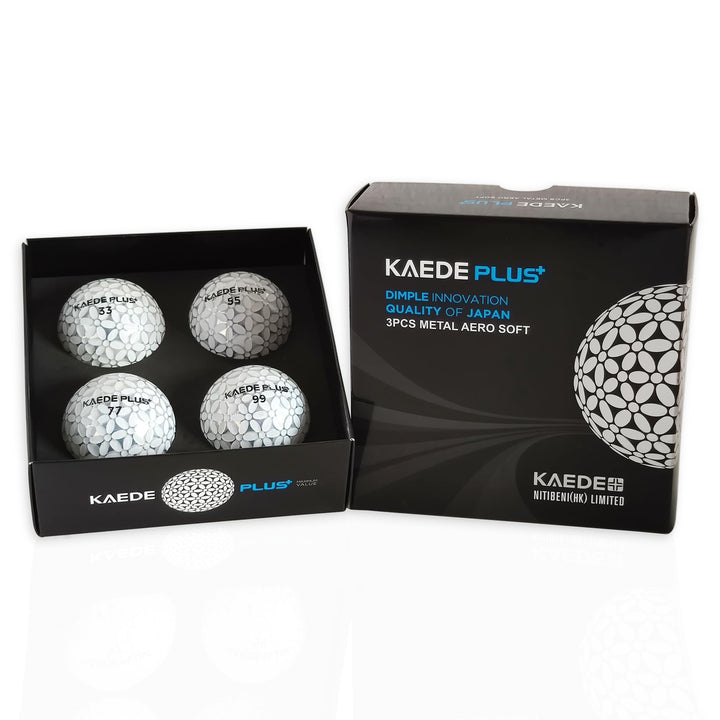 KAEDE Plus Metal Aero Soft Golfbälle - 4 Stück - Farbe Silber Weiss Golfgeschenk