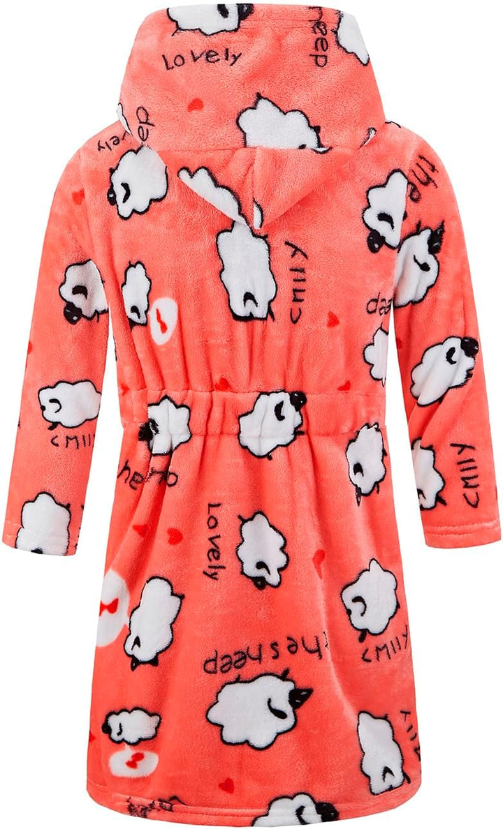 Unisex Baby Korallen Fleece mit Kapuze Morgenmantel Bademantel Jungen Mädchen Kleinkinder Pyjamas Na