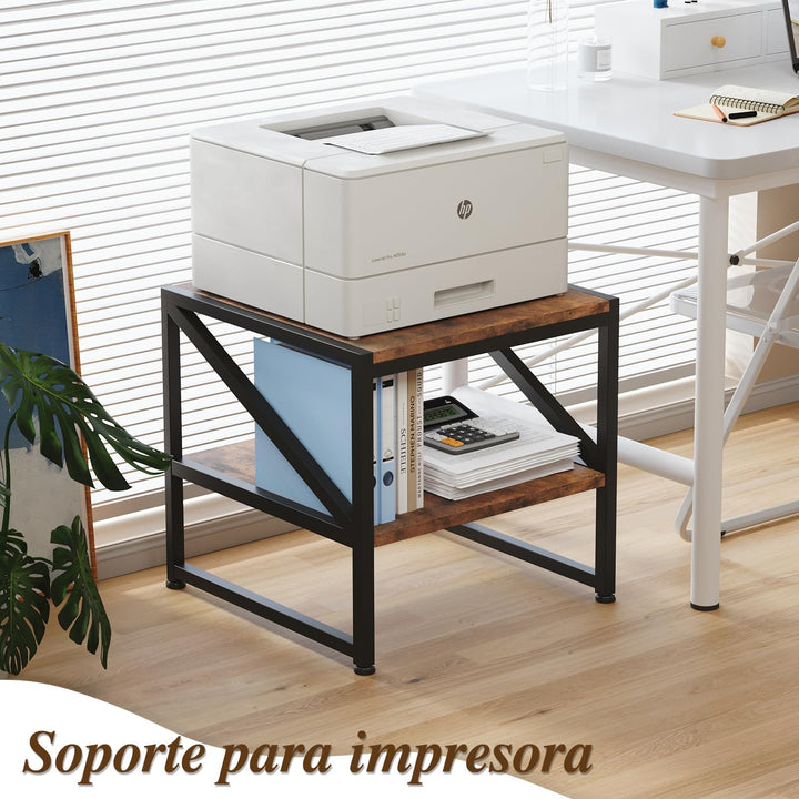 Beistelltisch Wohnzimmer 50x50 cm, Couchtisch mit 2 Ebenen bis 90 kg belastbar, Industrie-Design Sof