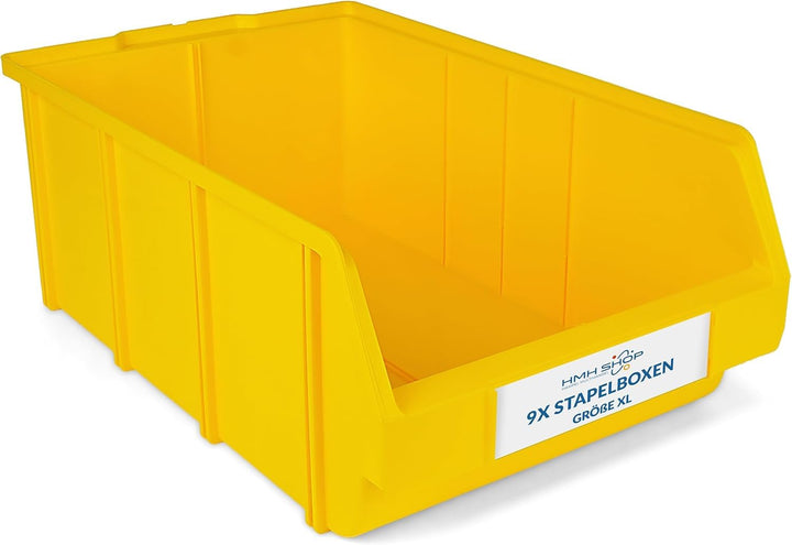 HMH 9x Stapelboxen Grösse XL Werkstatt Garage Keller Sichtlagerboxen 489x304x185mm Lagerboxen GELB S