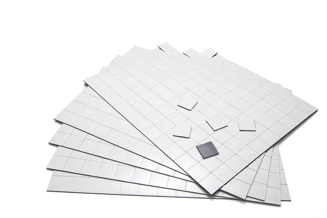 Selbstklebende Magnetstanzteile 650 Stück auf 5 Bögen, 15x15mm – selbstklebend, Magnetplättchen klei