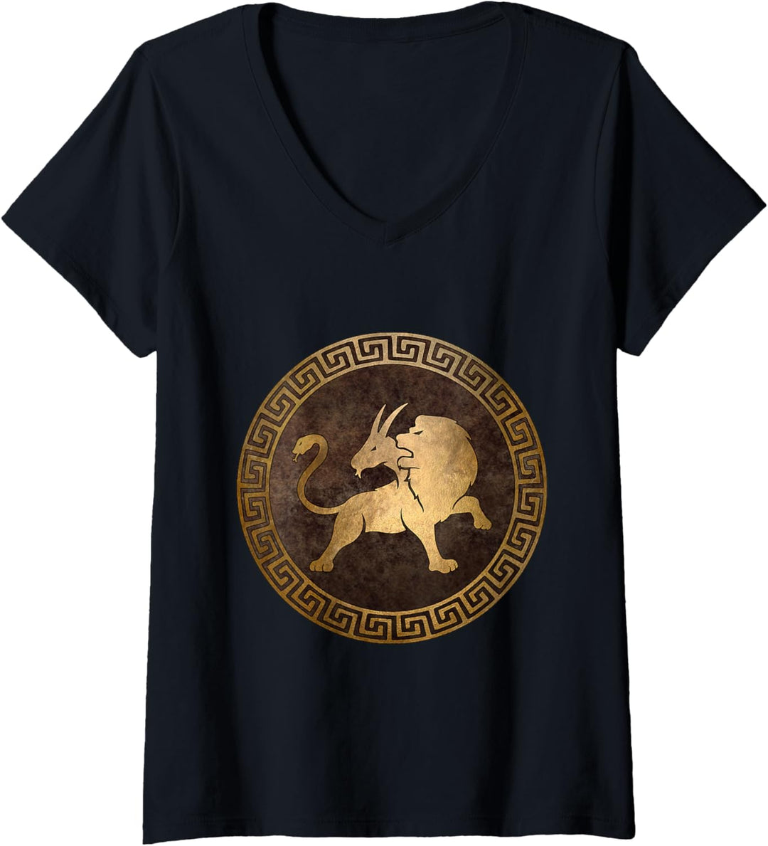 Damen Chimaera Antike griechische Mythologie T-Shirt mit V-Ausschnitt