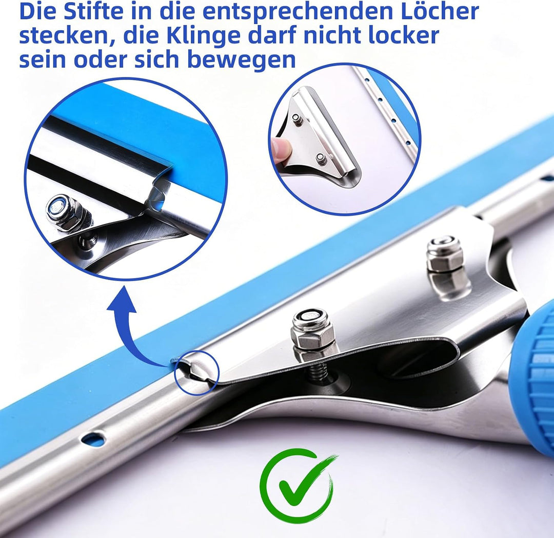 Fensterreiniger Set, Fensterreiniger mit 200CM Teleskopstiel Fensterwischer,12L Eimer 35CM Silikonab
