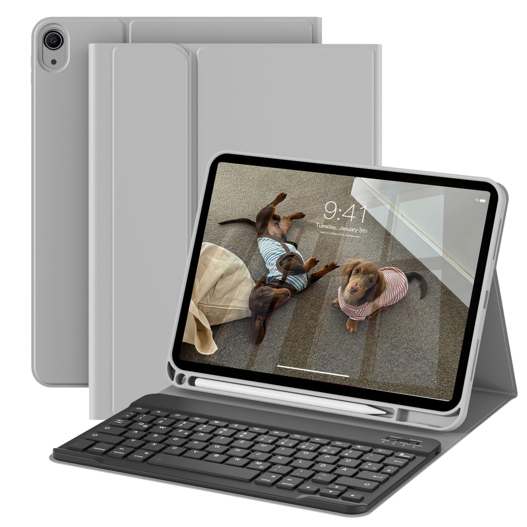Hülle mit Tastatur für iPad A16 11 Generation 2025/10 Generation 2022 (11/10.9 Zoll), QWERTZ Layout,