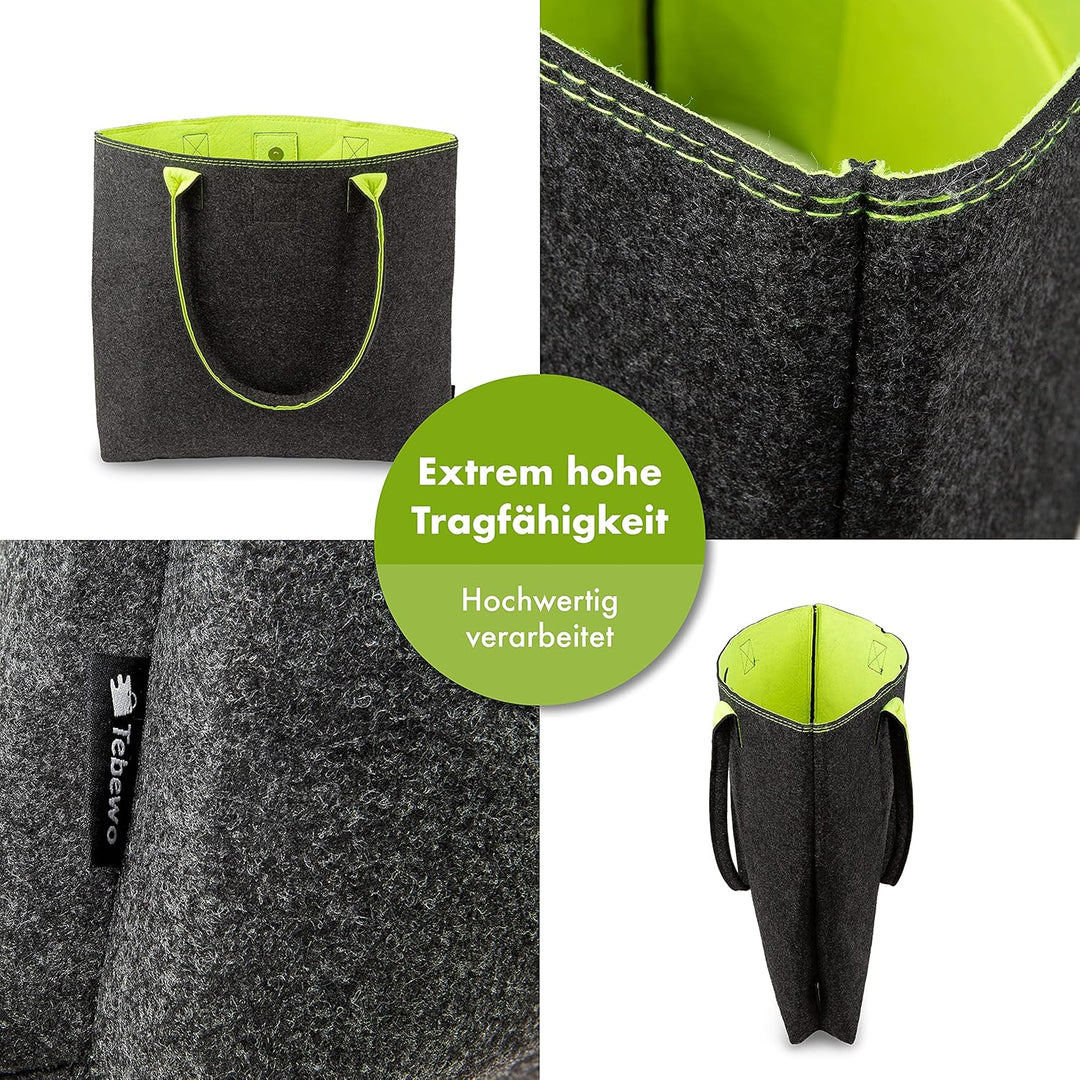 Shopping-Bag aus Filz, grosse verschliessbare Einkaufs-Tasche mit Henkel, Einkaufskorb, faltbare Kam