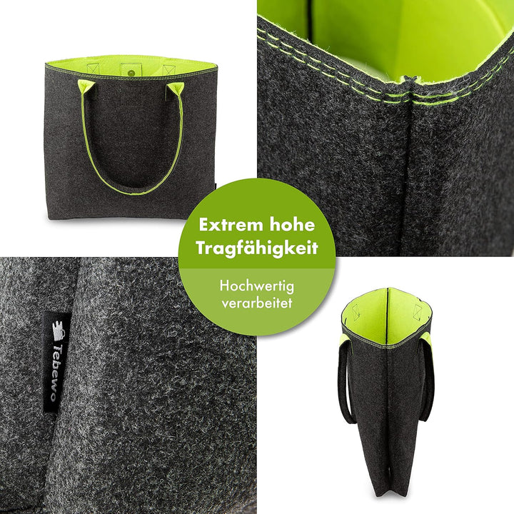 Shopping-Bag aus Filz, grosse verschliessbare Einkaufs-Tasche mit Henkel, Einkaufskorb, faltbare Kam