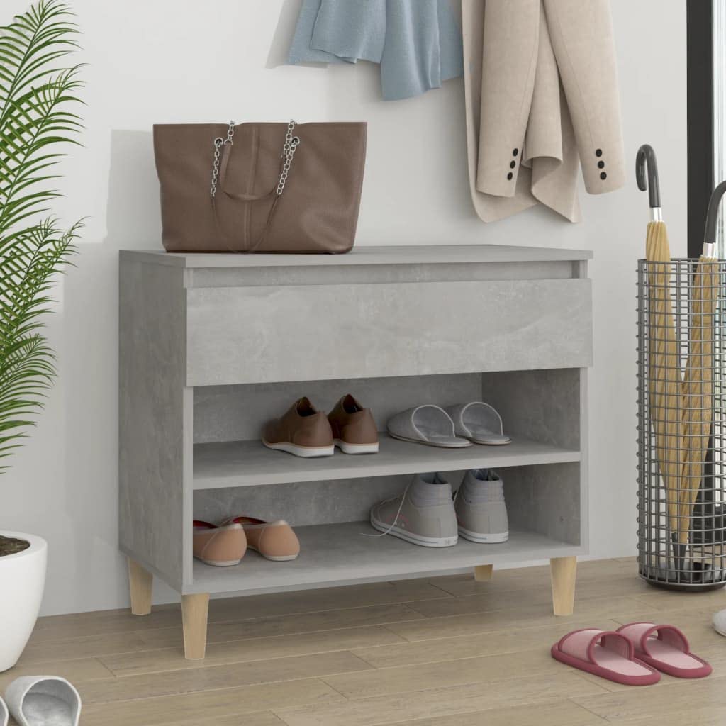 FIRBNUS Schuhregal Betongrau 70x36x60 cm Holzwerkstoff Schuhaufbewahrung Schuhorganizer Stauraum Sch