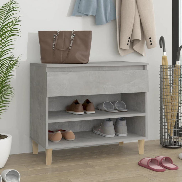 FIRBNUS Schuhregal Betongrau 70x36x60 cm Holzwerkstoff Schuhaufbewahrung Schuhorganizer Stauraum Sch