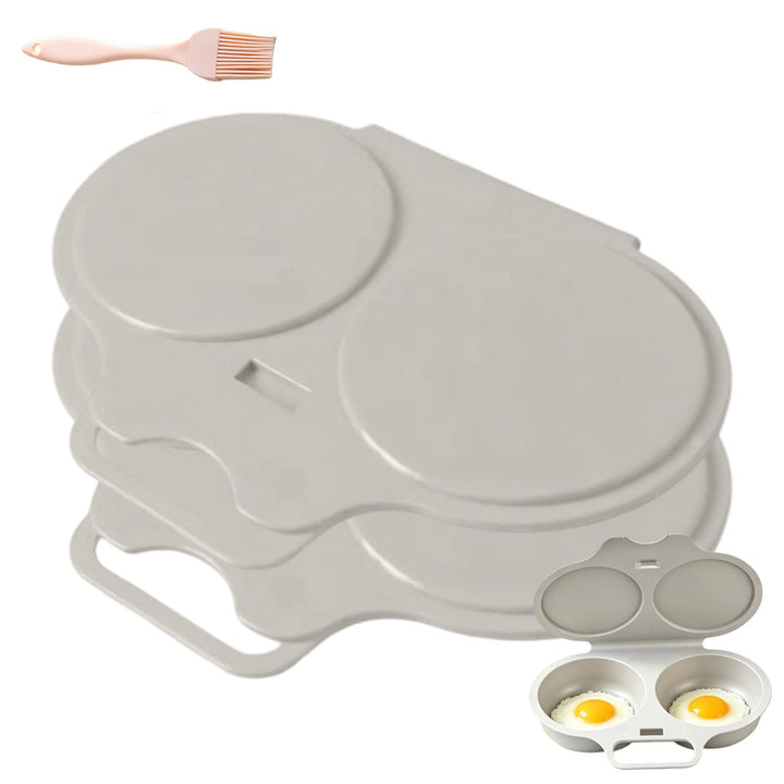 2PC Mikrowellen-Eierkocher mit Pinsel, Weisser Eierpochierer, Pochierer B-2pc Einheitsgrösse, B-2pc