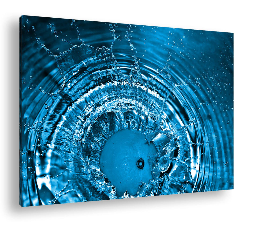 deyoli Orange fällt ins Wasser Format 80x60 Effekt: Monocrome Blau als Leinwandbild, Motiv fertig ge