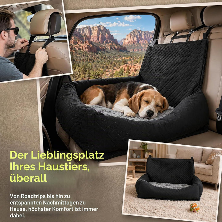Hunde Autositz für Grosse Hunde Hundesitz Auto Rückbank 90x56x48cm mit Sicherheitsgurten Waschbarer