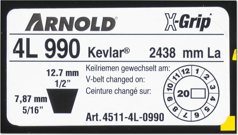 ARNOLD - X-Grip Keilriemen, Typ 4L990; 4511-4L-0990