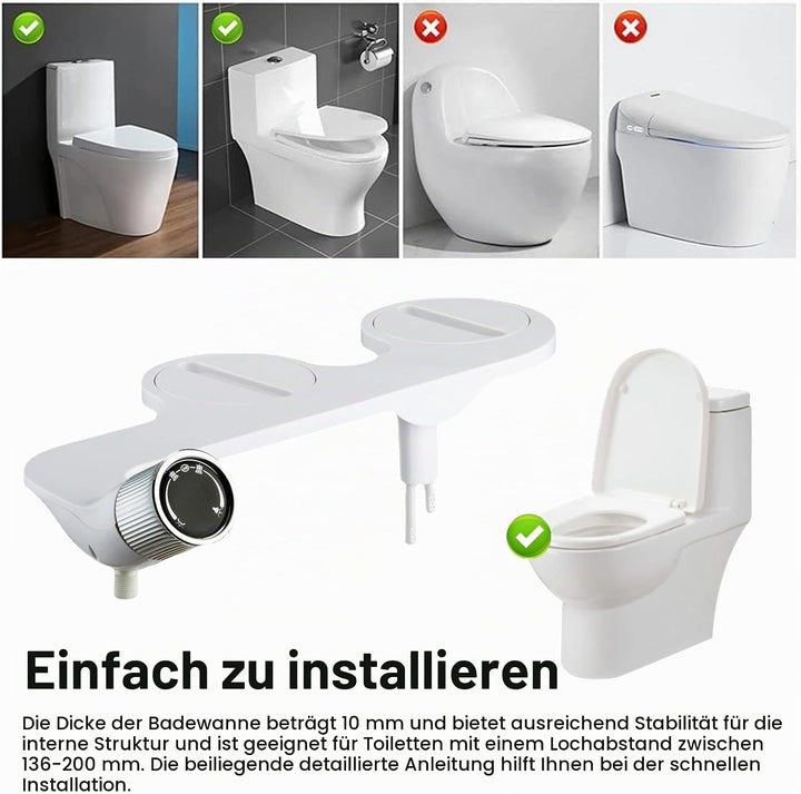Wc Dusche, Einhand-Duscharmatur mit Zwei Strahldüsen Bidet Aufsatz für Toilette, Einstellbarer Wasse