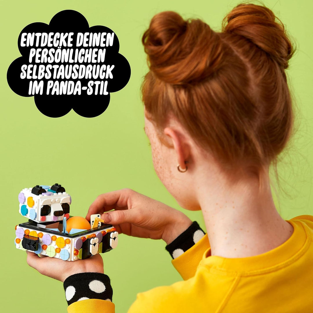 LEGO 41959 DOTS Panda Ablageschale, Mosaik Bastelset für Schmuckkästchen, Spielzeug als Schreibtisch