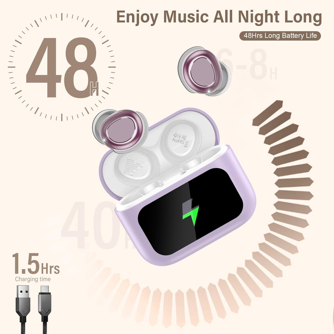 ZYHKON Bluetooth Kopfhörer, Bluetooth 5.4 Schlafkopfhörer In Ear mit Touchscreen, 48H Spielzeit Mini