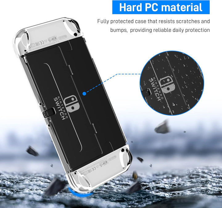 RHOTALL 3 in 1 Transparente Hülle für Nintendo Switch OLED, Klare Dockable Shell Kompatibel mit Swit