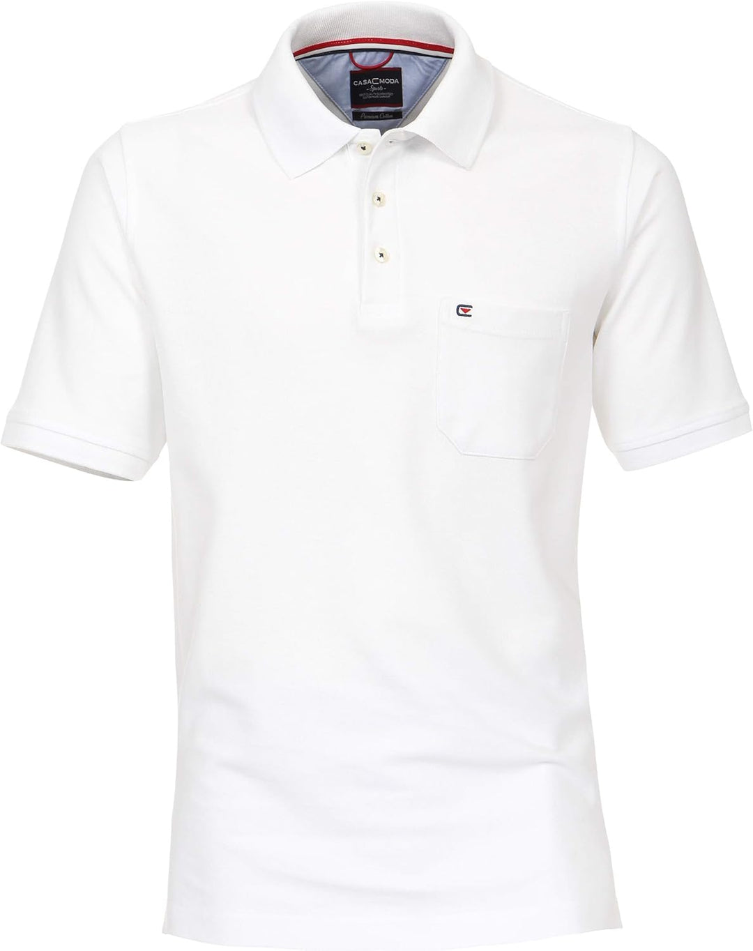 CasaModa Herren Polo-Shirt unifarben Brusttasche M Weiss, M Weiss