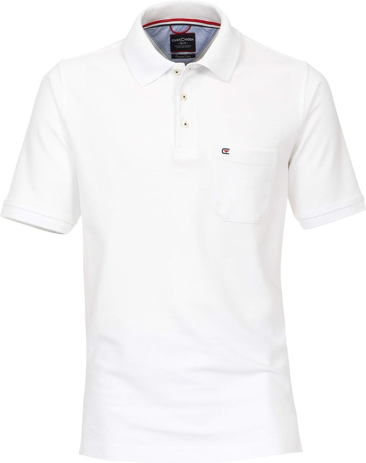 CasaModa Herren Polo-Shirt unifarben Brusttasche M Weiss, M Weiss