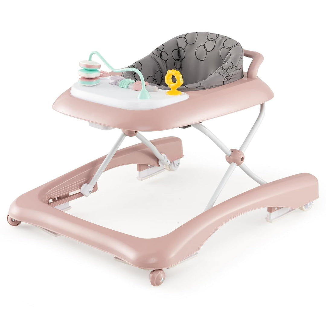 DREAMADE Baby Walker, Klappbare Lauflernhilfe mit 3 Verstellbaren Höhen, Abnehmbarer Spielplatte & S