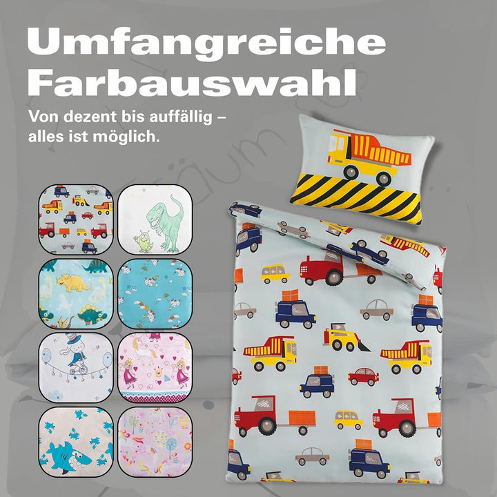 Kinder Baby Bettwäsche Set für Mädchen und Jungen | 100x135 cm + 40x60 cm | 100% Polyester Mikrofase