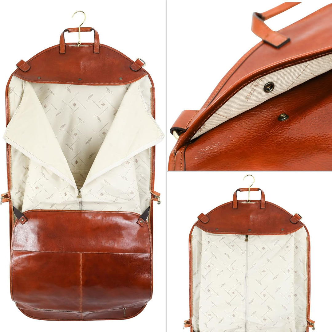 Kleidersack aus Leder - Anzugtasche - Echtleder Schutzhülle Kleidung - Kleidersack Atmungsaktiv - Kl