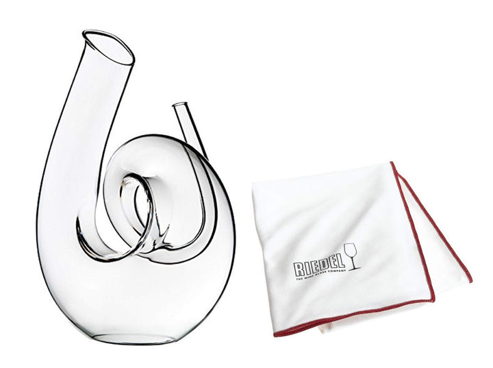 Riedel Dekanter Set Curly mit Riedel Glastuch (2011/04 S1 + 5010/07) Vorteilsset