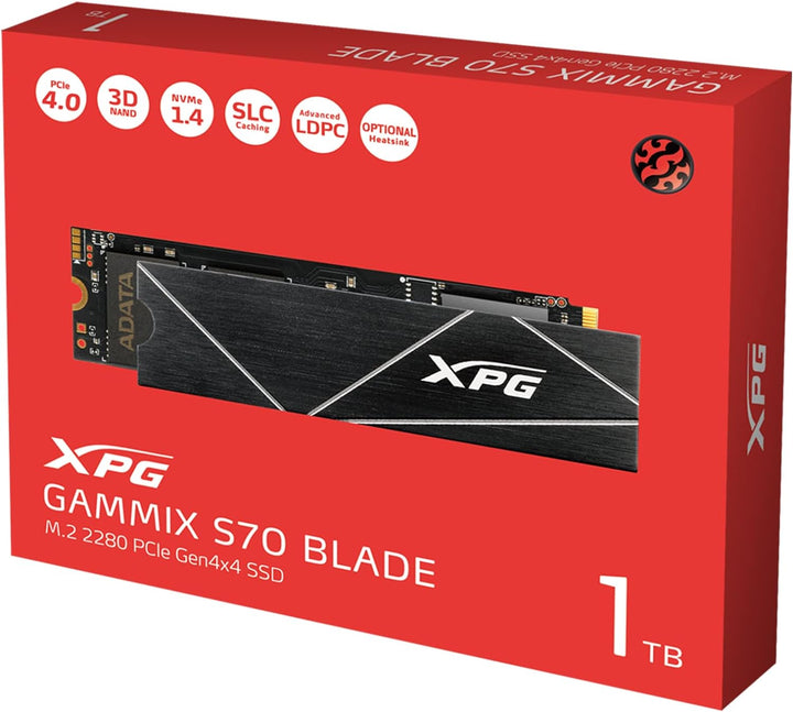 XPG ADATA GAMMIX S70 Blade 1TB PCIe Gen4x4 M.2 2280 SSD Schwarz- Heat Spreader- 3D-Grafikbearbeitung