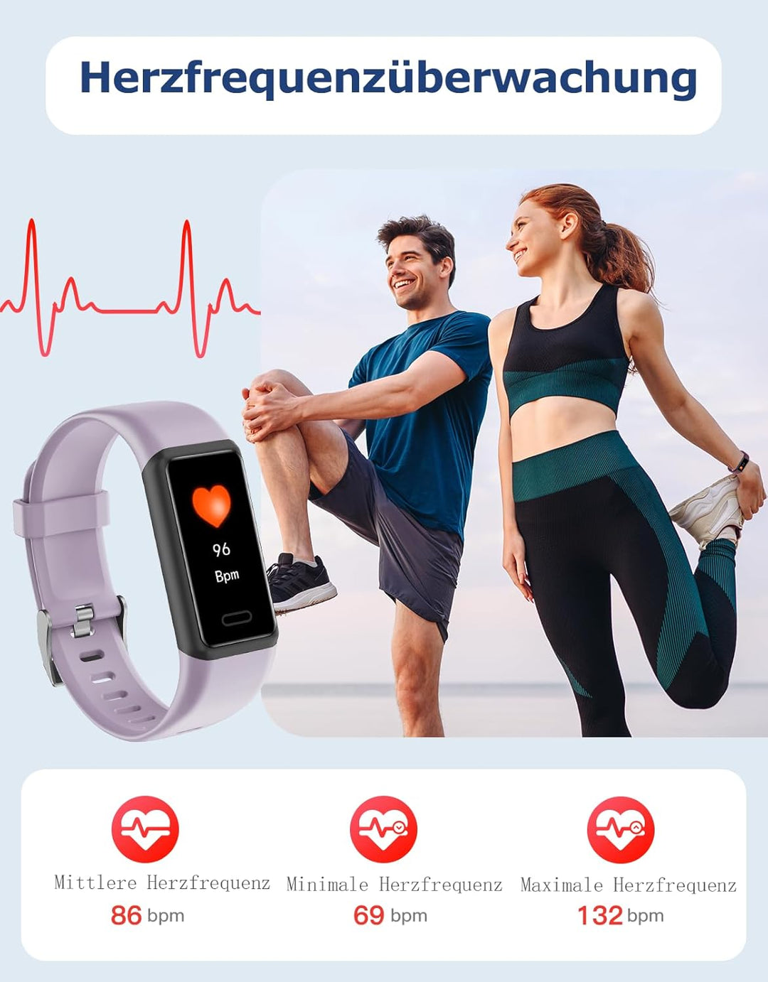 Cloudpoem Fitness Tracker,Fitnessuhr für Damen Herren mit Pulsuhr,Schrittzähler,Kalorienzähler,Schla