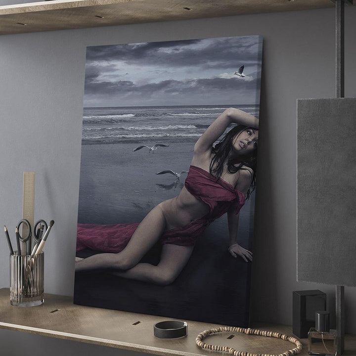 Bilder auf Leinwand 55x100cm Leinwandbild mit Rahmen Modell Möwe Vogel Natur Gross Wanddeko Bild Sch