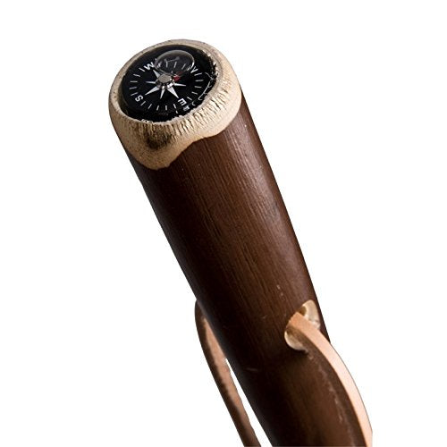 Stock-Fachmann Wanderstock Kastanie gebeizt mit Lederschlaufe und Kompass 100.0 Zentimeter, 100.0 Ze