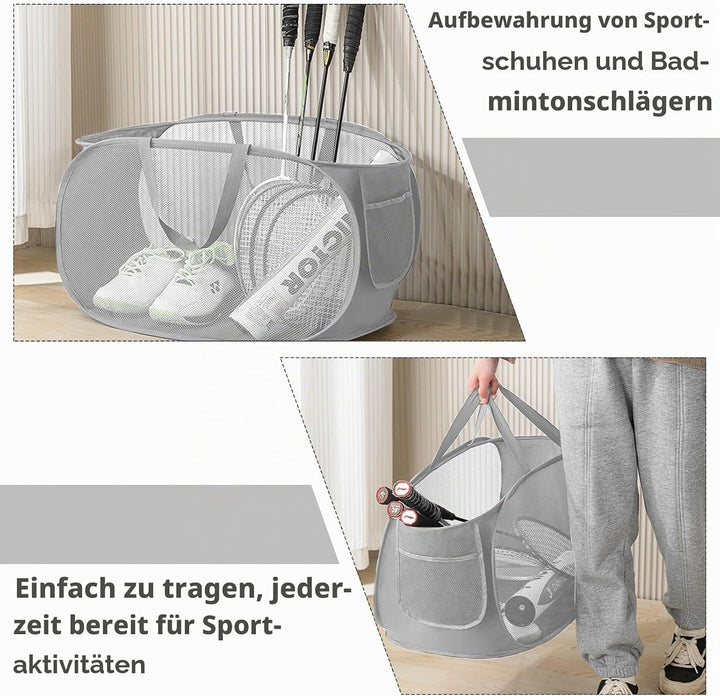 Pop-Up Wäschekorb, 3 Stück Faltbar 36 * 36 * 58cm, Klappbar Mit Henkel, Tragbar Aus Mesh, Für Badezi
