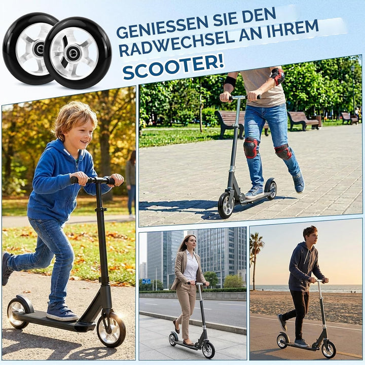 2 Stück Stunt Scooter Rollen 100 x 24mm, Scooter Ersatzräder Räder, Stunt Scooter Reifen, Roller Rei