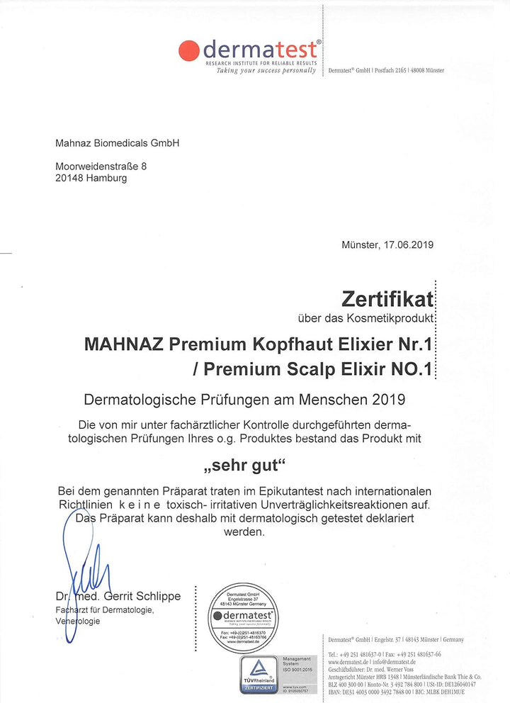 MAHNAZ® for Woman, Premium Kopfhaut Elixier Nr.1, Haarausfall* vorbeugen, Haarwachstum anregen, Vega
