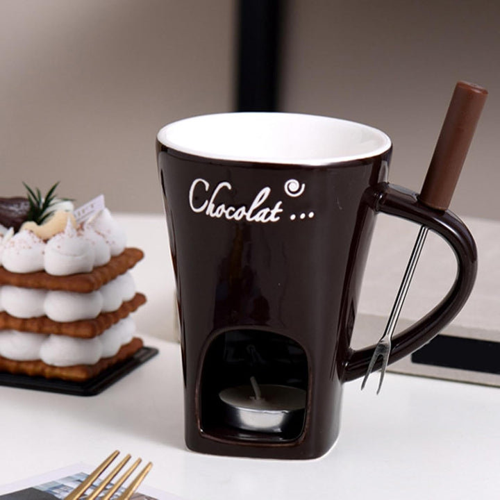 Schokoladen Fondue Becher Set | 130 Ml Teelicht Schokofondue Tasse Aus Keramik | Schoko Fondue Teeli