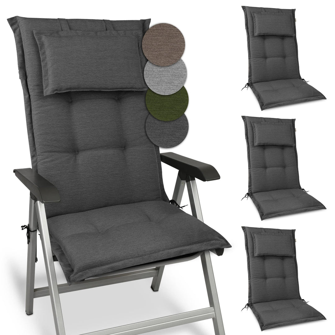 Beautissu 4er Set Premium Gartenstuhlauflage Hochlehner mit robustem Stoff | 120x50x7cm Anthrazit di