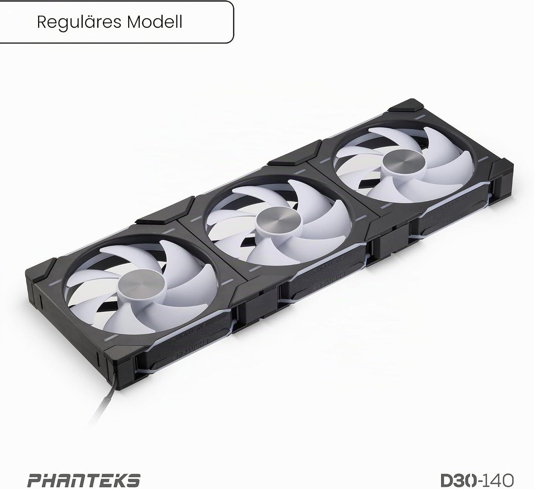 Phanteks D30 PWM Regular Airflow, D-RGB Lüfter, 3er Pack - 140mm, schwarz Standard x3 Black, Standar