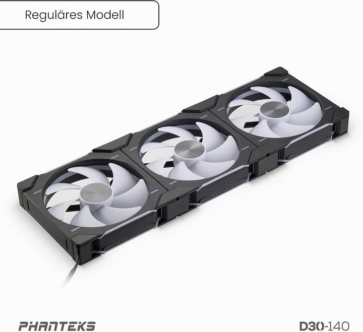 Phanteks D30 PWM Regular Airflow, D-RGB Lüfter, 3er Pack - 140mm, schwarz Standard x3 Black, Standar