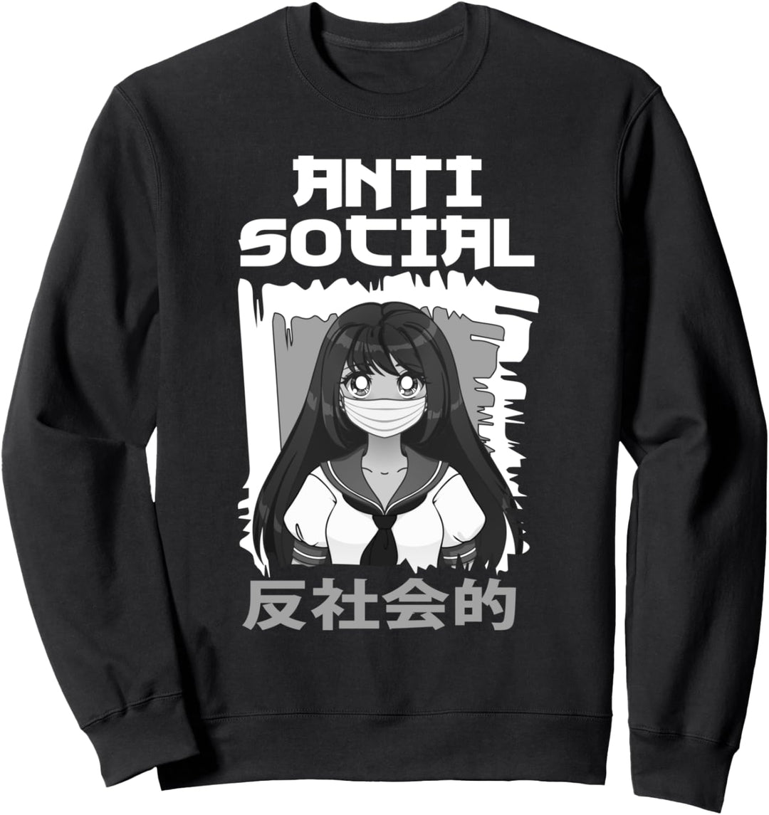 Anti Social Outfit Japanese Aesthetic Vaporwave Anime Manga Sweatshirt