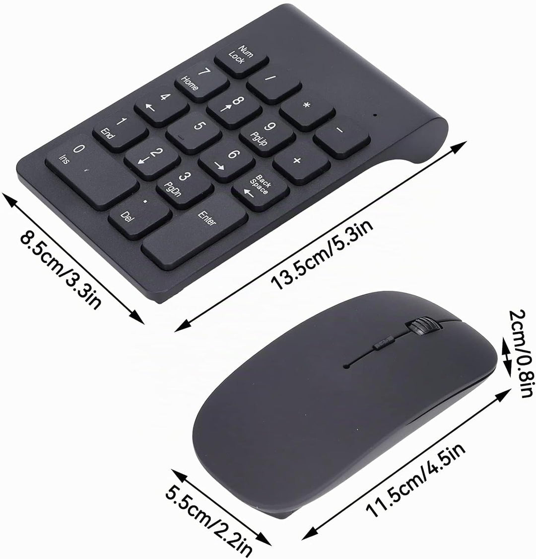 Kabelloser Ziffernblock und Maus, 5,3x3,3Zoll 2,4GHz 1200DPI 18 Tasten Universell kabellos USB Numme
