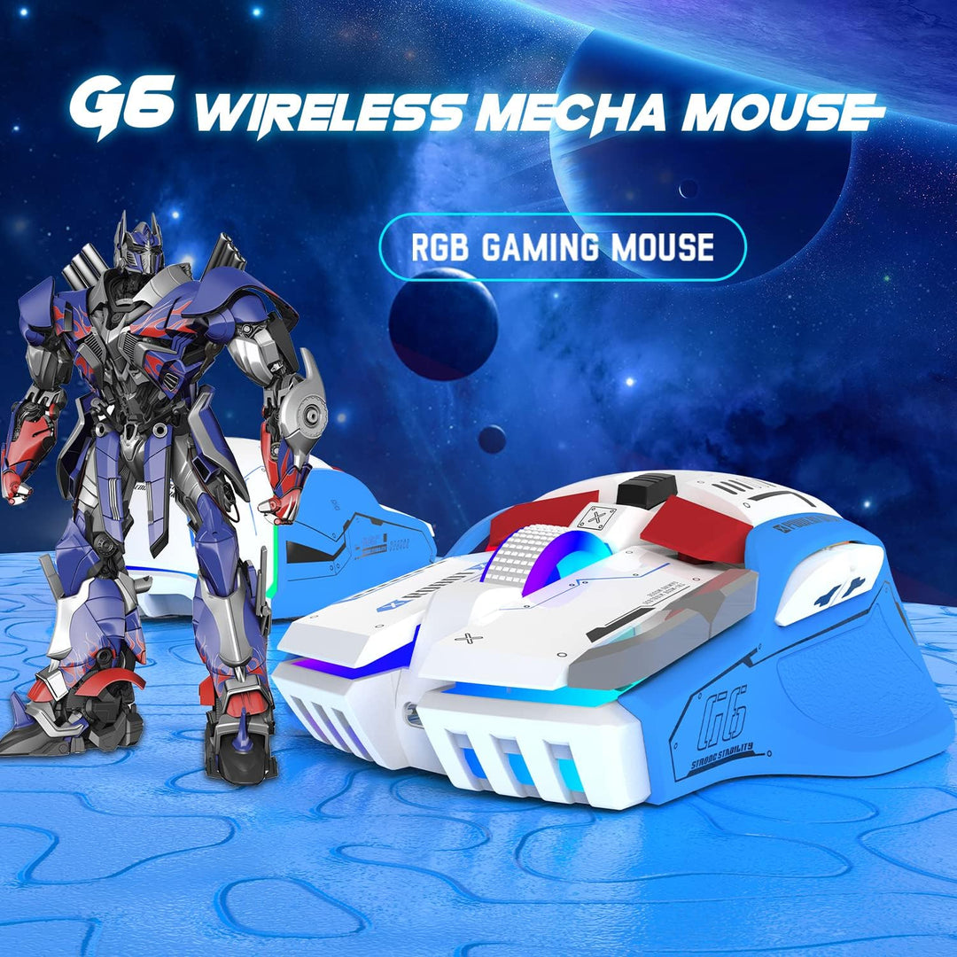 G6 Tri-Mode-Maus, kabelgebundene 2,4-G-Bluetooth-Maus Typ C mit 11 RGB-Hintergrundbeleuchtung, mecha