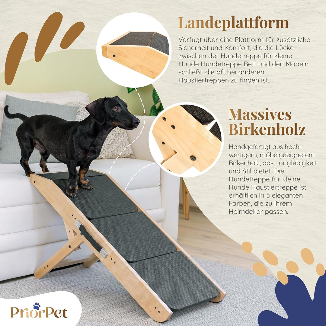 Hundetreppe für Bett & Sofa 2-in-1 Rampe - Höhenverstellbar bis 18-50 cm - für Kleine Hunde - leicht