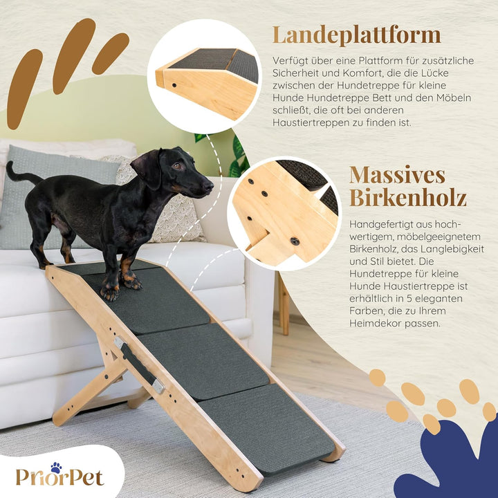Hundetreppe für Bett & Sofa 2-in-1 Rampe - Höhenverstellbar bis 18-50 cm - für Kleine Hunde - leicht