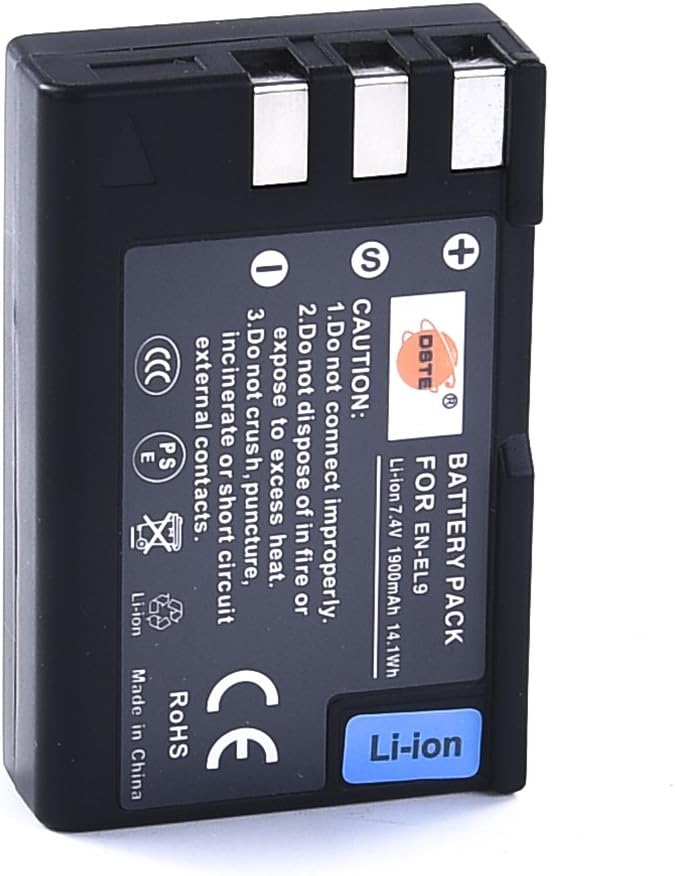 DSTE EN-EL9A EN-EL9 Ersatzakku (2er Pack) und Smart LED Dual USB-Ladegerät Kompatibel mit Nikon D40