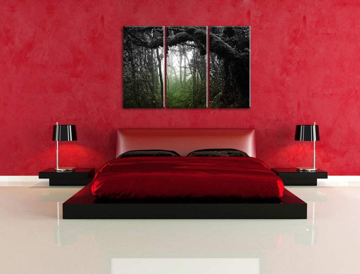 Regenwald in seiner ganzen Pracht schwarz/weiss 3-Teiler Leinwandbild 120x80 Bild auf Leinwand, XXL