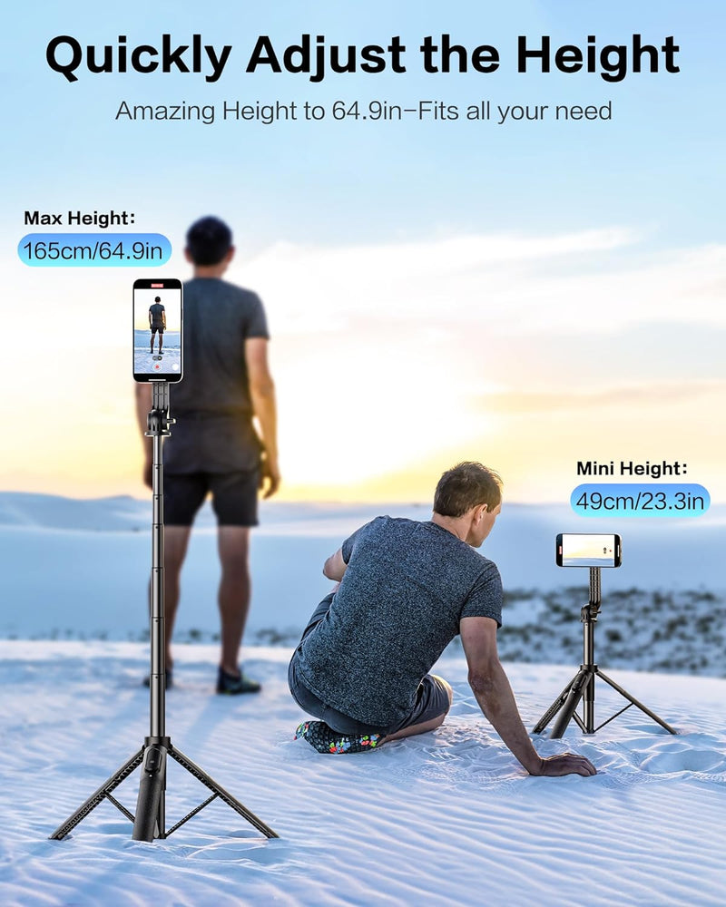 OMOTON O-Mag Selfie Stick Stativ, 360° Drehbar 64" Erweiterbar Handy-Stativ für MagSafe mit Drahtlos