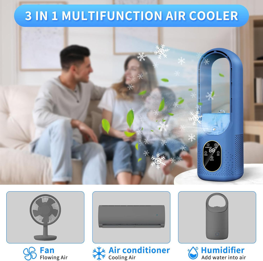 3-in-1 Mini Klimaanlage, 2026 Upgraded Tragbarer Luftkühler mit 6 Geschwindigkeiten, Sprühfunktion,